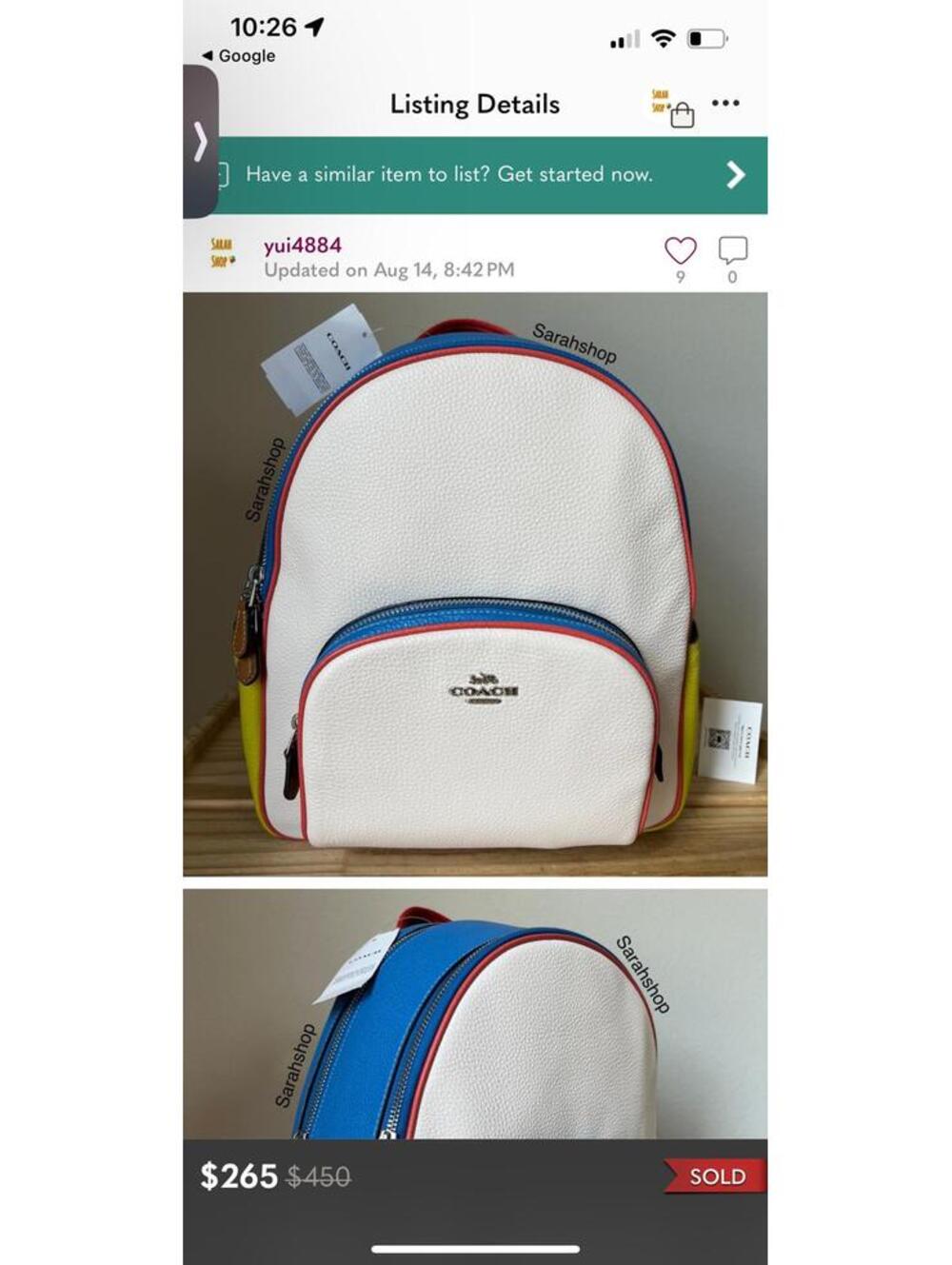 Stylish Coach Color Block Backpack - Picture 9 of 9